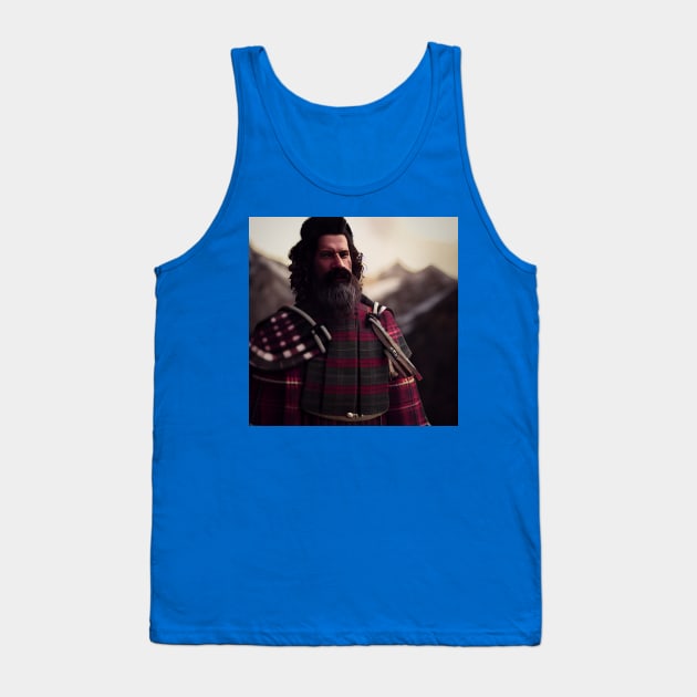 Scottish Highlander in Clan Tartan Tank Top by Grassroots Green